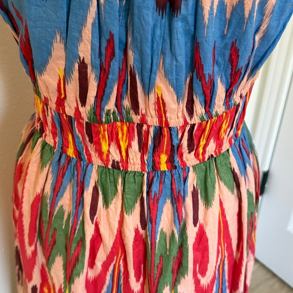 NEW THML flutter sleeve ikat print dress in pink - Picture 5 of 8